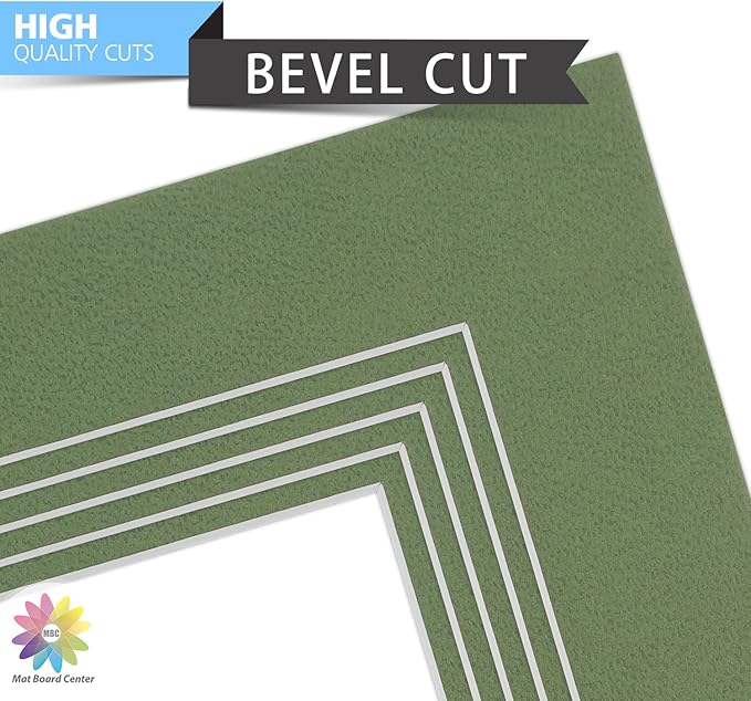 Mat Board Center, Pack of 10, 8x10 for 5x7 Rock Garden Color Mats - Bevel Cut, Acid Free, 4-ply Thickness, White Core - for Pictures, Photos, Framing