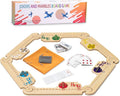 Jokers and Marbles Board Game, Wooden Marble Game for 2-6 Players, Portable Jokers Game with 30 Marbles 3 Decks of Cards 2 Storage Bags for Family Game Night and Holiday Party