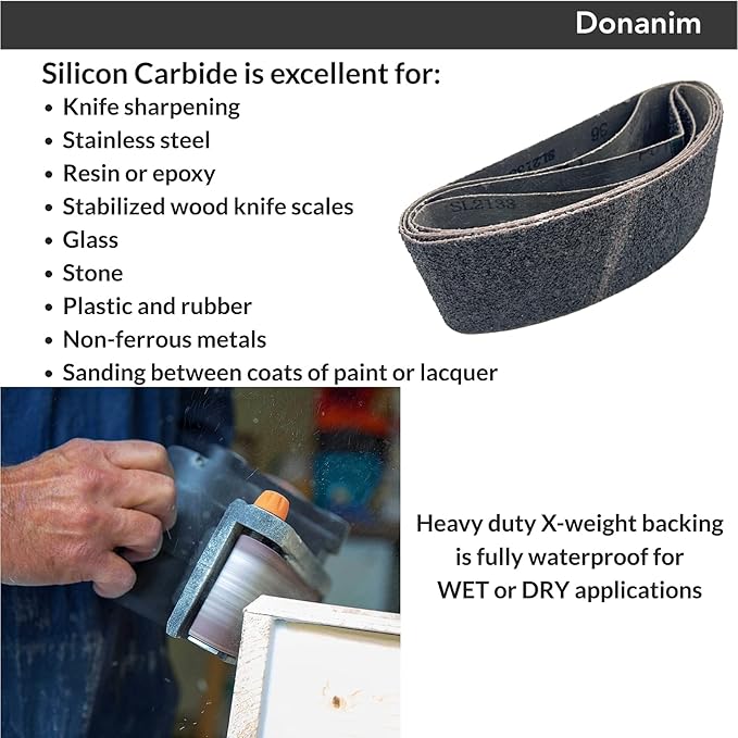 3 X 21 Inch Sanding Belts,36 Grit Extra Coarse Silicon Carbide Abrasive Sandpapder for 3x21 Belt Sander, 10-Pack