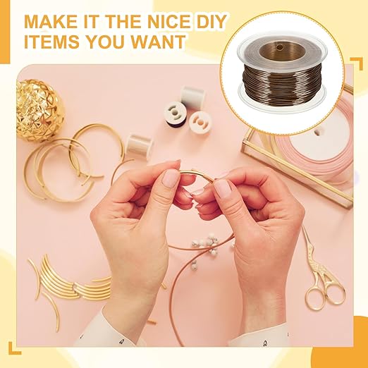 uxcell 18 Gauge / 1mm Anodized Aluminum Wire for Jewelry Craft Making, 102 Feet Bendable Flexible Wire for DIY Home Decor Gardening Sculpture, Bronze