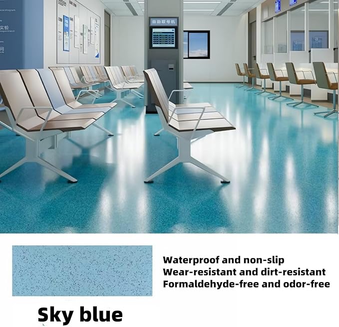 Epoxy Colored Sand Floor Paint, Epoxy Floor Paint High Gloss Marble Effect Coating for Indoor and Outdoor, Wear-resistant and non-slip Self-leveling Coating Blue 35OZ(1KG)