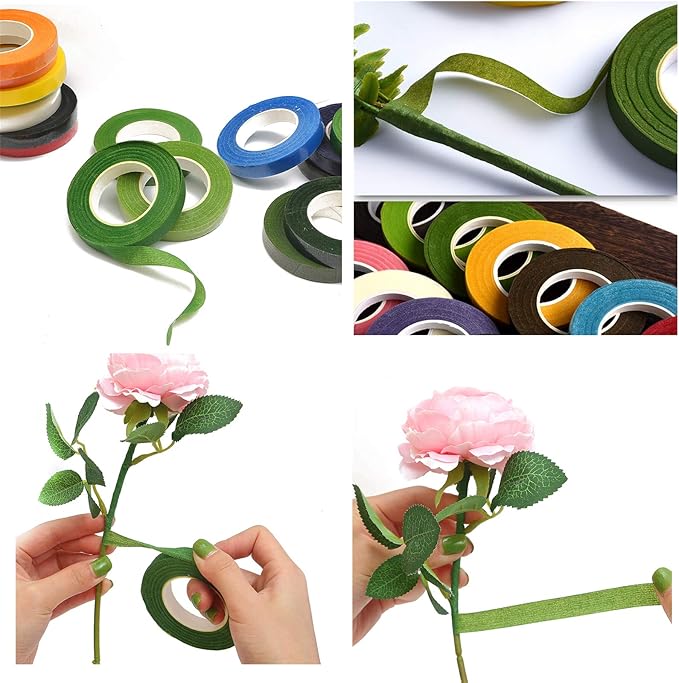 Transun Moo 4 Rolls 1/2 Inch Floral Tapes Florist Wraps for Bouquet Stem and Flowers Making Craft Projects (30 Yards, Black)