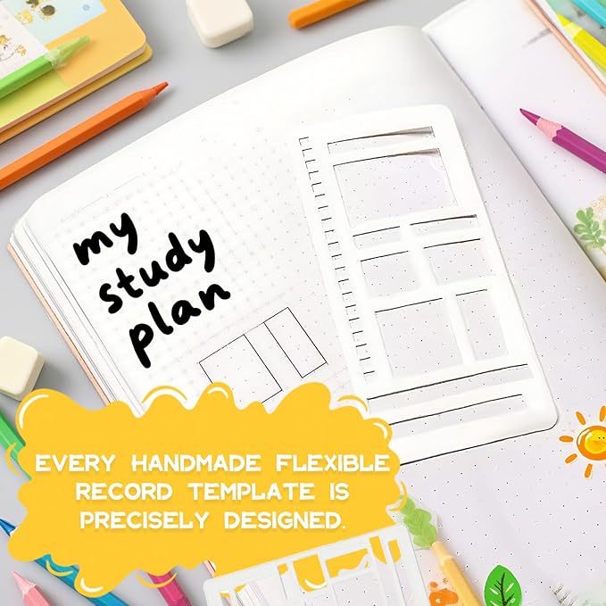 Handmade Flexible Record Template, Reusable Planner Stencils for Journaling, Calendar, Checklists, Scrapbooking & DIY Craft Supplies (A Set)