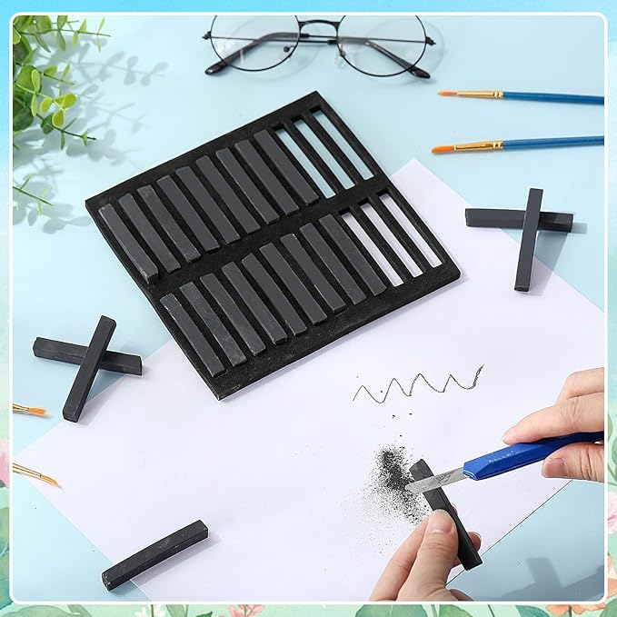 48 Pcs Soft Chalk Pastels Set Soft Pastel for Artists Square Sketch Chalk Non-toxic Artist Pastel Sticks for Professional Artists Students and Art Lovers(Black)