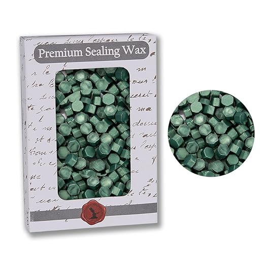 Premium Sealing Wax Beads 2 OZ. 350 pcs + Pine Green/Emerald Pearl