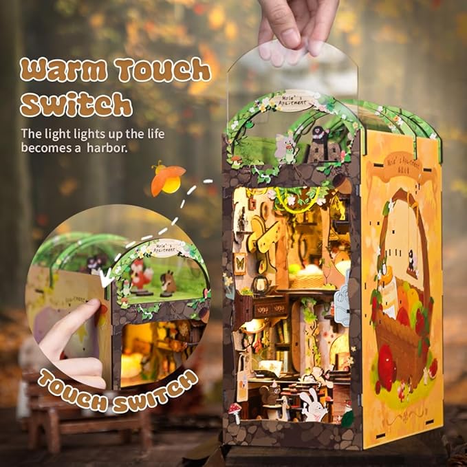 CUTEBEE Book Nook Kit, DIY Booknook Miniature House Tiny House 3D Wooden Puzzle Dollhouse Kit for Adults and Teens, Bookshelf Insert Decor, DIY Craft Gift Model Build