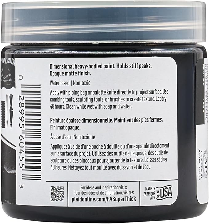 FolkArt Super Thick Acrylic Paint with a Textured Finish, Black, 4 oz