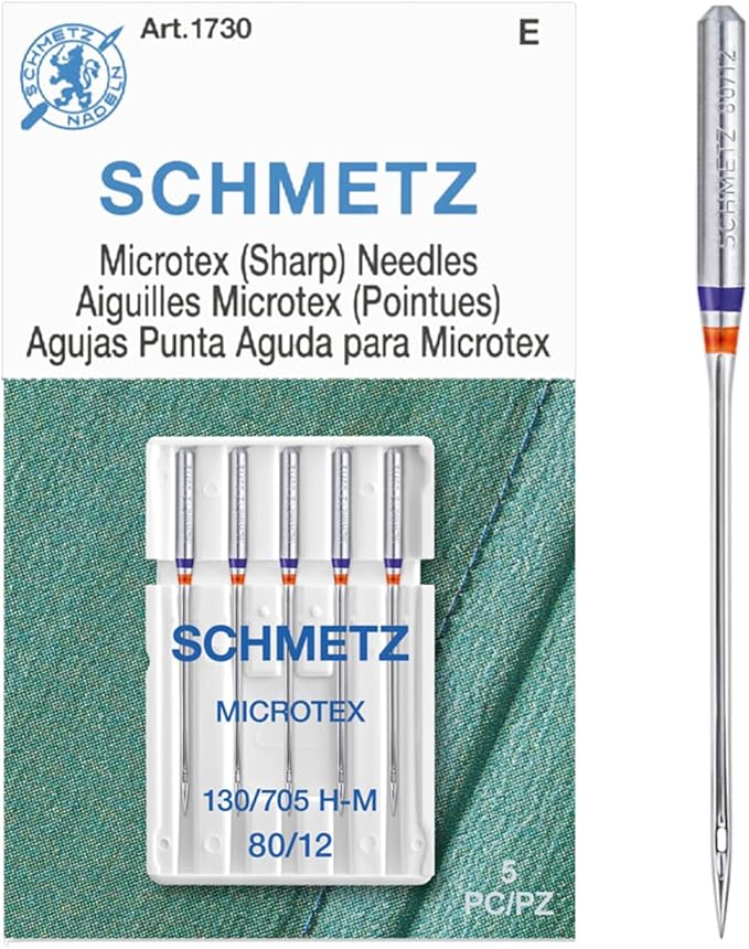 SCHMETZ Microtex Sharp Sewing Machine Needles - Quilting & Topstitching Supplies, Size 80/12, Box of 100