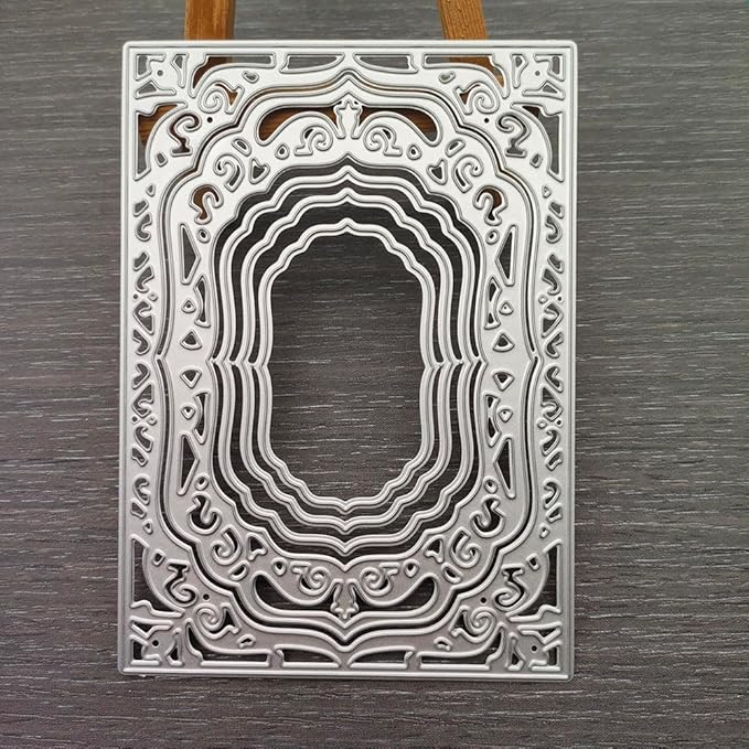 Lace Rectangle Frame Metal Die Cuts,Flower Border Square Frames Layering Label Card Cutting Dies Stencils for Card Making Stencil Embossing Tool Scrapbooking DIY Craft