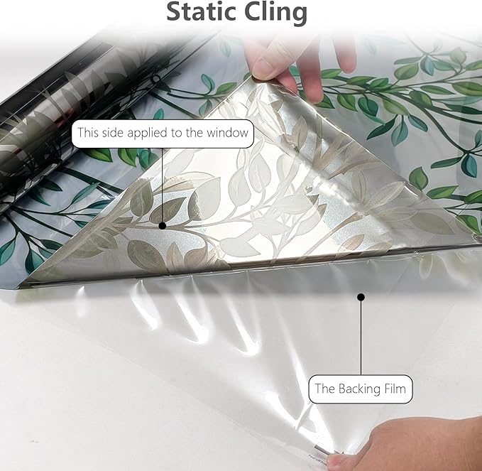 NINETREX One Way Window Privacy Film, Daytime Privacy Static Cling Sun Blocking Anti UV Reflective Window Tint for Home and Office 23.6 x 157.4 inches, Black Silver Leaf