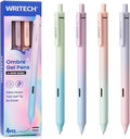 WRITECH Gel Pens Fine Point: 0.5mm Black Ink Retractable 4ct Smooth Writing No Bleed with Aesthetic Gradient Color Pen Barrel for Journaling Note Taking Sketching