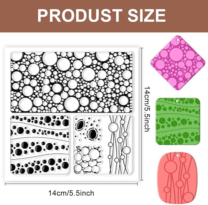 CHGCRAFT Bubbles Silicone Clay Texture Mat Silicone Texture Stamps Clay Modeling Pattern Pad for DIY Clay Jewelry Earrings Clay Mat Stamps for Decorative Card Making
