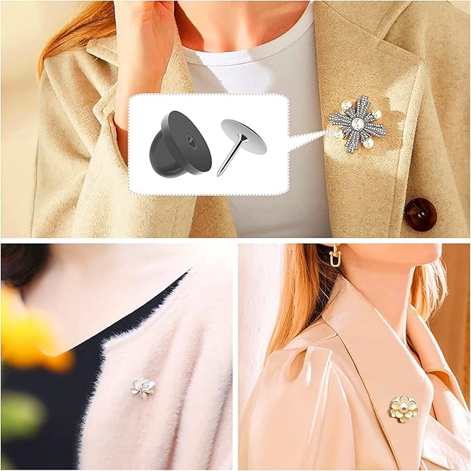 JANYUN 40 Pairs Rubber Blank Pin Backs Butterfly Clutch Backings Holder Tie Tacks Keepers Replacement with 9mm Length 10mm Width Lapel Enamel Pins for Craft Making