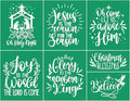 JAJADO Holy Night Silk Screen Transfers Christmas Bless Self Adhesive Silk Screen Stencils Joy Xmas Screen Print Stencil for Painting on Wood, T-Shirt, Mug, DIY Holiday Xmas Home Decor
