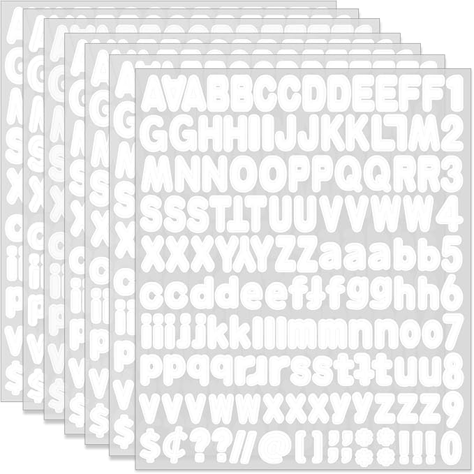 Alphabet Stickers - 1''Inch 12 Sheets White Self Adhesive Vinyl Letter Stickers for Mailbox Numbers, Bulletin Boards, Classroom & Home Decor