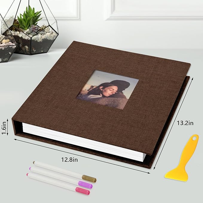 Zesthouse 18 In Photo Album Self Adhesive with Picture Display Window, 3-Ring Scrapbook Albums 60 Pages Holds 10x12 8x10 5x7 4x6 Photos, DIY Photo Book Ideal Gift for Family Wedding Baby