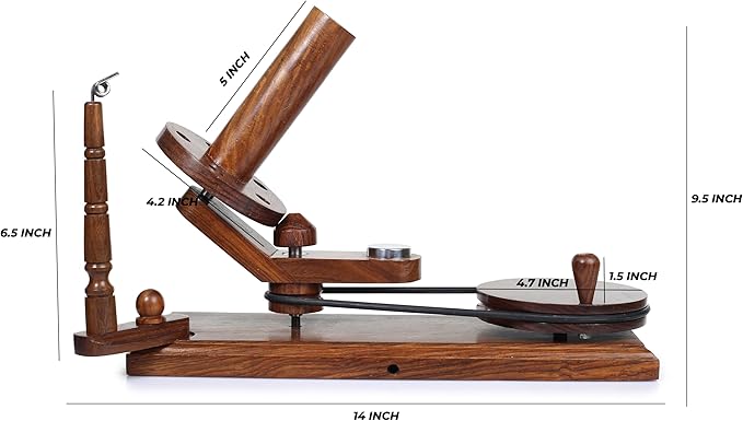 Large Handcrafted Wooden Yarn Winder & Swift – Rosewood Brown Ball Winder for Crocheting, Knitting, Weaving – Heavy-Duty Yarn Winder for 8-12 oz Skeins