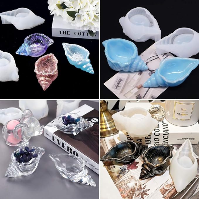 2PCS Silicone Conch Shaped Tray Mold Creative Sea Snail Epoxy Resin Casting Mold for Making Jewelry Tray Dishes Storage Home Decor Resin Crafts Art Supplies Ideal Gift