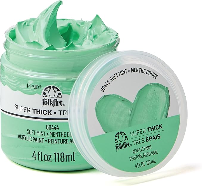 FolkArt Super Thick Acrylic Paint with a Textured Finish, Soft Mint, 4 oz
