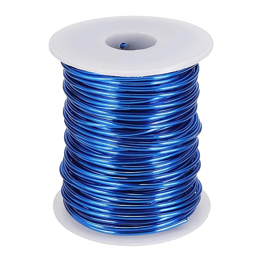 uxcell 12 Gauge / 2mm Anodized Aluminum Wire for Jewelry Craft Making, 102 Feet Bendable Flexible Wire for DIY Home Decor Gardening Sculpture, Dark Blue