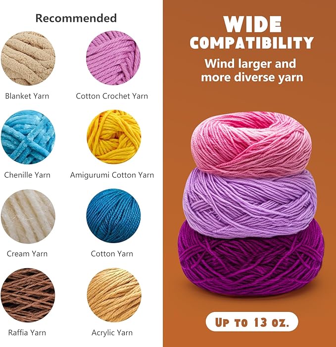 Yarn Winder, Electric Yarn Ball Winder for Crocheting, Efficiently Cake with Strong Tension Adjustable Speed Up to 13 oz, Automatic Spinner Wool for Knitting Enthusiast (Grey)
