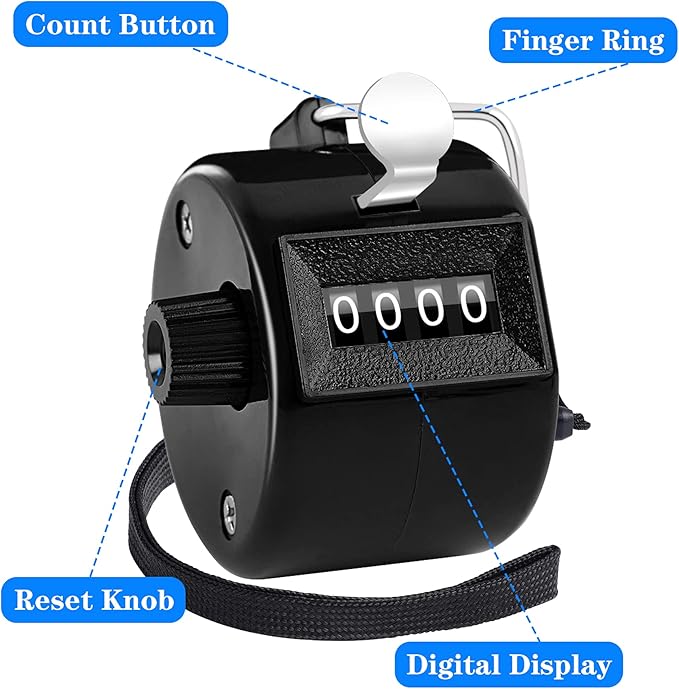 FEBSNOW Handheld Tally Counter Clicker 4 Digital Number Click Counter for School Event Golf Sports Office Stadium