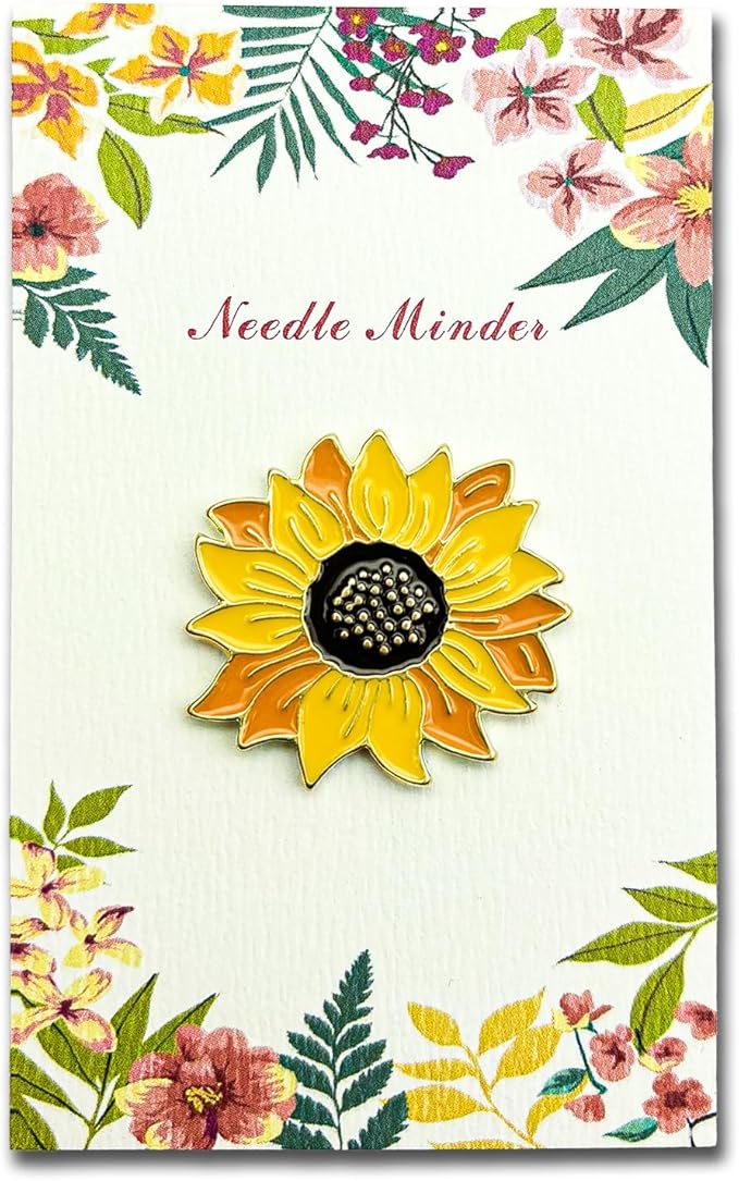 Hydrangea Magnetic Needle Minder for Cross Stitch – Strong Needlepoint Holder, Embroidery Sewing Magnet – Secure & Decorative Needle Minders for Stitching & Crafting (Sunflower)