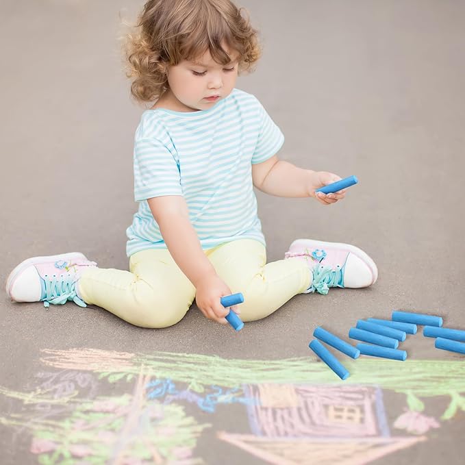 20 Pcs Sidewalk Chalks for Kids Non Toxic Jumbo Chalk for Party Gift Outdoor Art Classroom Play Painting (Blue)
