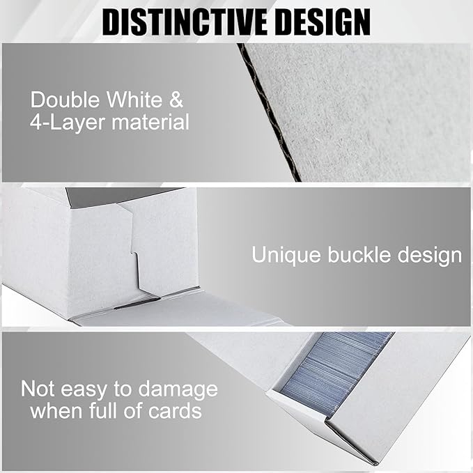 Trading Card Storage Box, 6-Pack 1100 Count White Corrugated Cardboard Bulk Sports Storage Box for TCG/Magic/Mtg Basketball Cards, Collectible Trading Cards