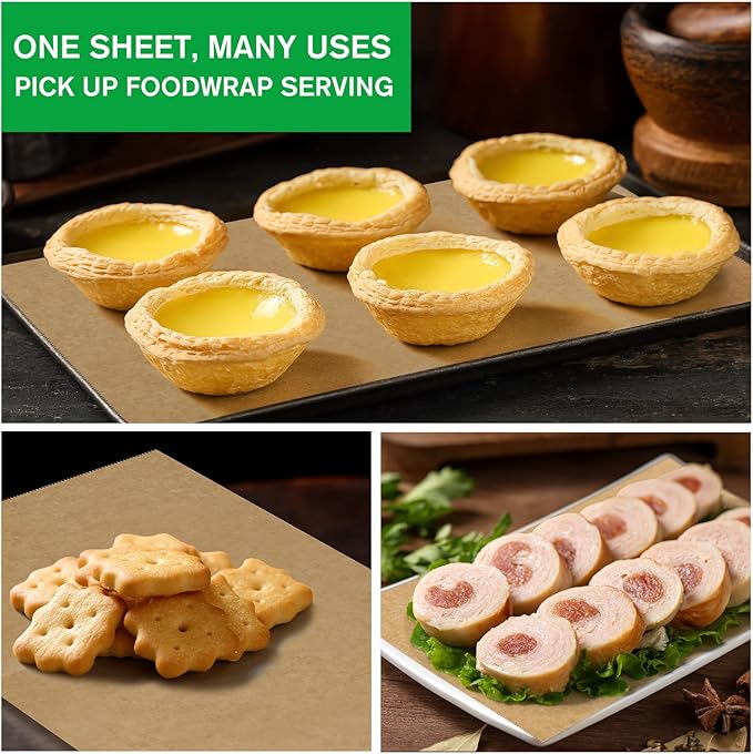Precut POP UP Deli Paper Sheet Pack of 200, Interfolded Heavy Paper for Food Wrap and Serving (8" x 10-1/2", Kraft）