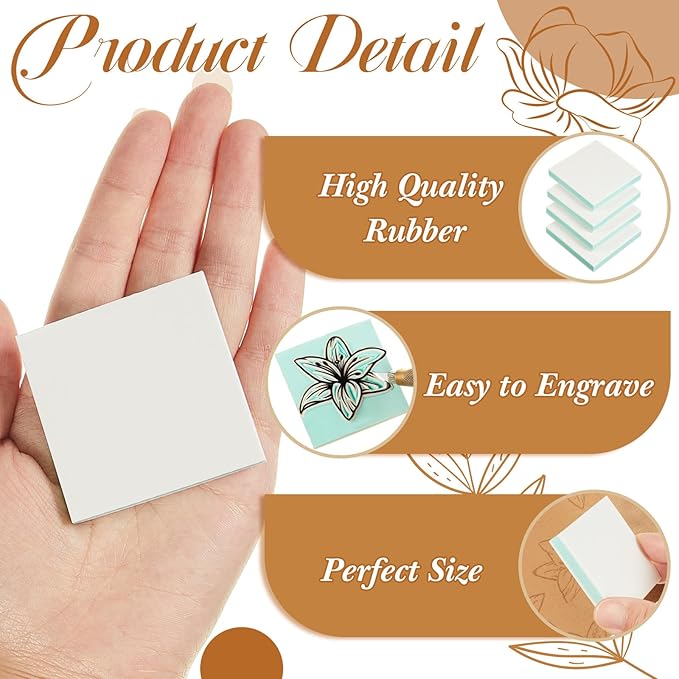 Frienda 12 Pcs 2" x 2" Rubber Carving Blocks Linoleum Blocks for Printmaking, Stamp Making, DIY Crafting, Scrapbook, Painting, Soft and Easy to Carve (White Green)