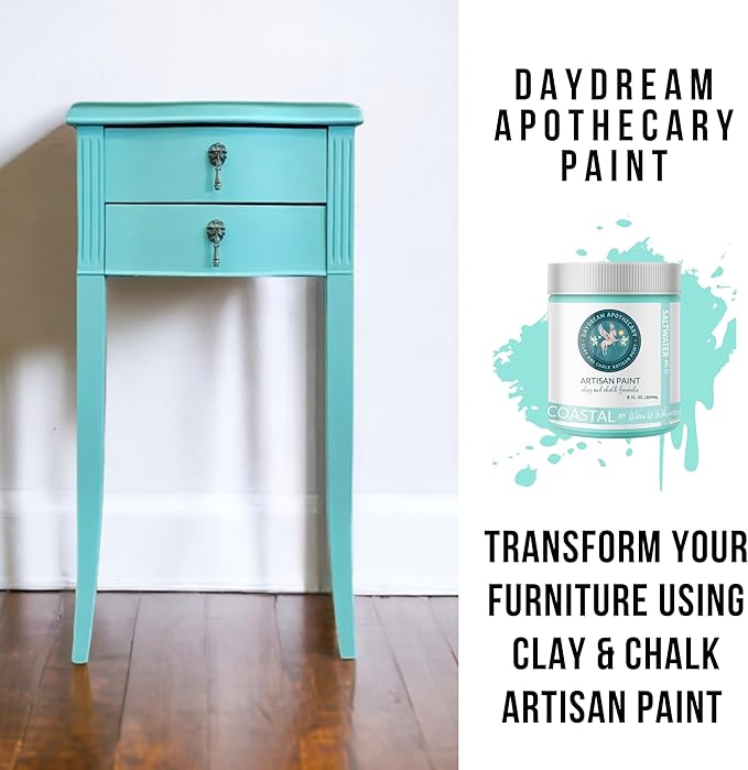 Daydream Apothecary Premium Chalk Style Paint for Furniture, Home Décor, Wood, DIY Interior Projects, Quick Dry, No Prep or Prime Needed, Matte Aqua - 8oz