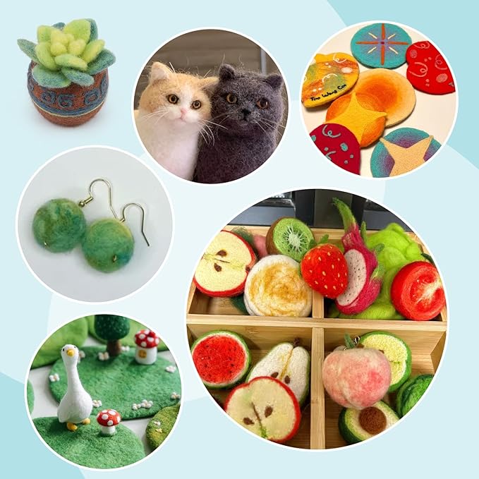 Yizzvb Felting Needles, Needle Felting Tools, Needle Felting Kit Wool Felting Supplies with 40 Pcs Needle Felting Needles, Wooden Handle and Storage Box for Felting Wool Projects