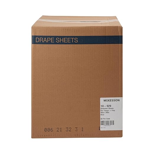 McKesson Drape Sheets [50 Count] Disposable Stretcher Sheet for Bed, Massage, Exam, Medical, Tissue/Poly, Latex-Free, 40 x 90 in, Blue