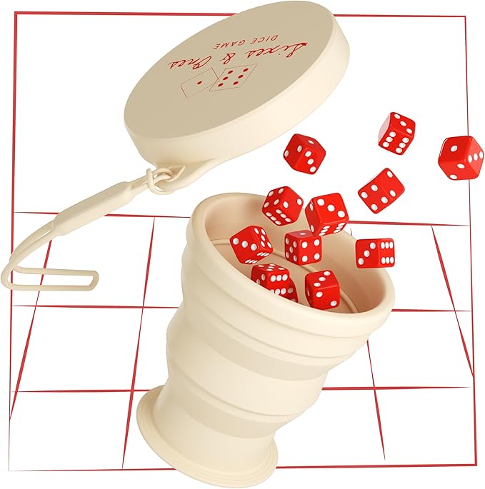 Vango Sixes & Ones Dice Game – 6 Curated Dice Games All in One, Expandable Rolling Cup to Play Anywhere – for Kids, Adults, Families, Travel, Perfect for Game Nights