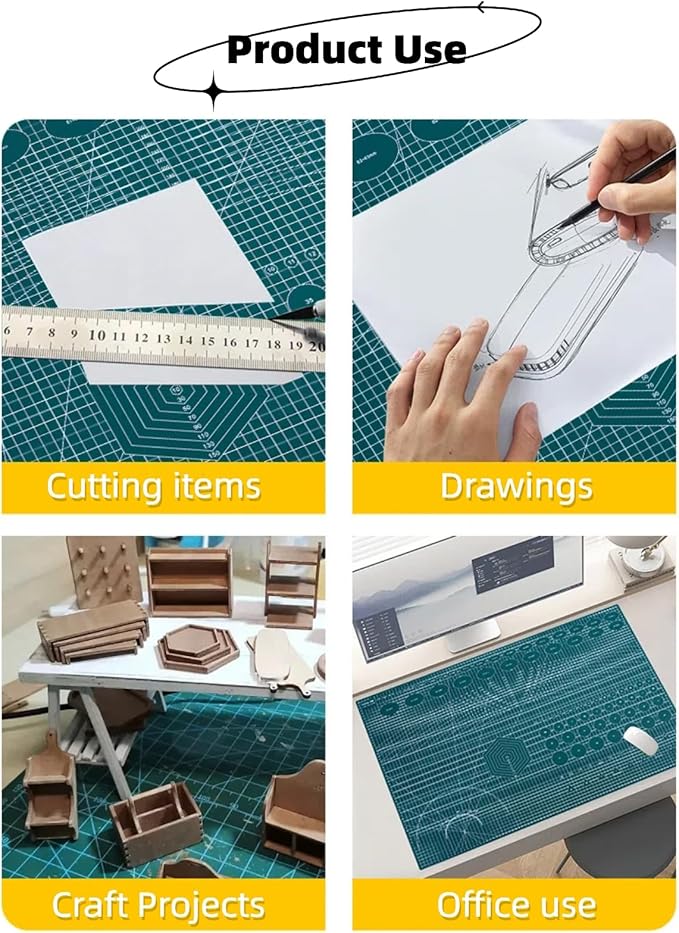 A5 Self-Healing Cutting Mat, Small Cutting Mat, Professional Double Sided Durable Cuttings Mats, Great for Hop Scrapbooking, Quilting, Fabric, Sewing Craft Projects (Green, A5)
