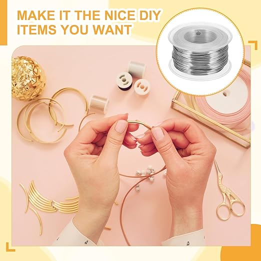 uxcell 18 Gauge / 1mm Anodized Aluminum Wire for Jewelry Craft Making, 102 Feet Bendable Flexible Wire for DIY Home Decor Gardening Sculpture, Silver