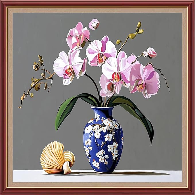 DMCXART Counted Cross Stitch Kits for Adults Needlepoint Kits Unprinted Cross Stitching Embroidery Kit 11CT Cross Stitch Supplies-Magical Flowers 18x18 inch