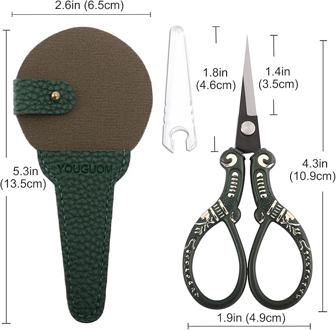 Vintage Craft Scissors with Case, Sharp Sewing Scissor for Craft Needlework Cross Stitch Yarn, Little Thread Snips Detail Shears