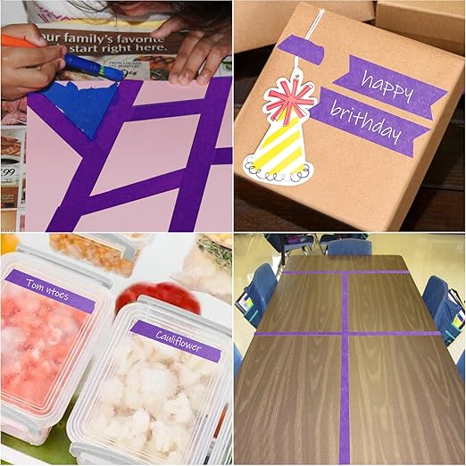 Purple Painters Tape,1" x 60 Yards x 5 Rolls (300 Yards Total) - 14 Day Easy Removal Decorative Masking Tape for Painting,Labeling,DIY Crafting,Decoration and School Projects