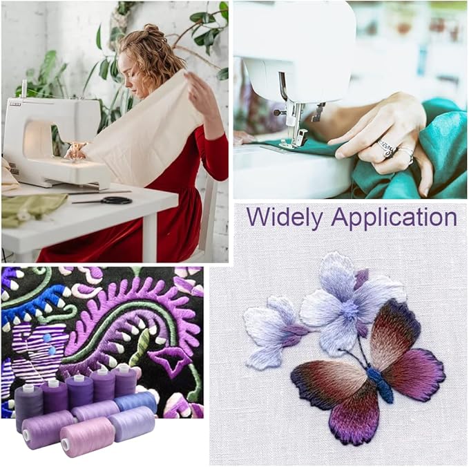 Sewing Thread 10 Color Sewing Industrial Purpose 1000 Yards Per Spool 40S/2 Polyester for DIY Sewing Machine,Embroidery Machine,Hand Sewing (Purple)