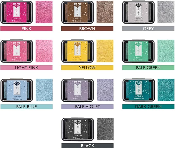 IROMOYO KOSAI Stamp PAD, Traditional, Shimmering Japanese Ink Colour, Oil-Based Ink pad - Light Pink