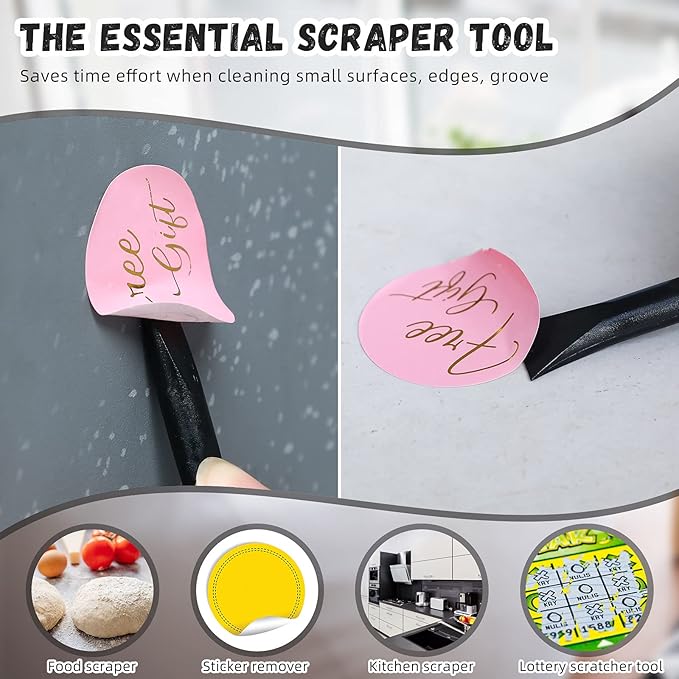 Minatee 18 Pieces Non-scratch Plastic Scraper Tool Multi-purpose Carbon Fiber Pen-shaped Plastic Scraper for Cleaning Small and Narrow Space(Black)