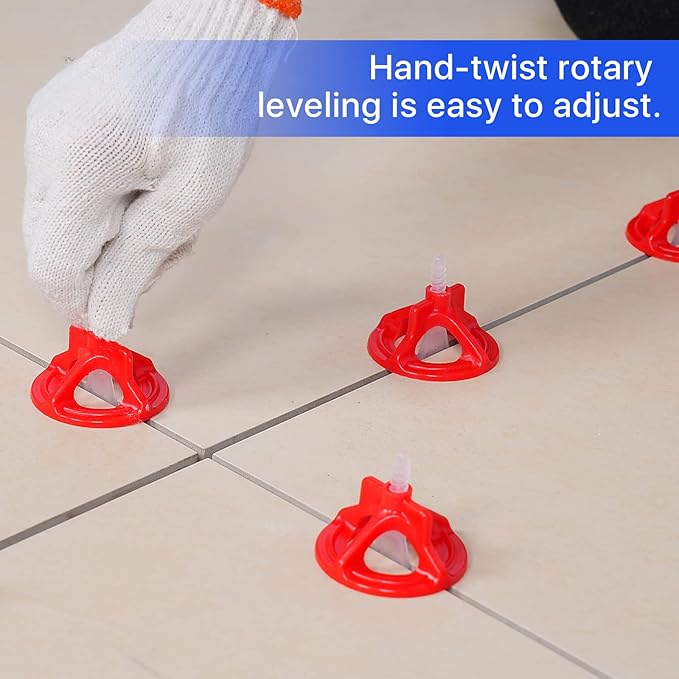 Professional Tile Leveling System Kit，Anti-Loosening Spacers/Wall, Bathroom Tiling - 1/8" Precision Alignment & Grout Spacing Tools(100caps+700base, 1/8)