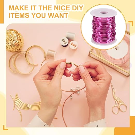 uxcell 12 Gauge / 2mm Anodized Aluminum Wire for Jewelry Craft Making, 102 Feet Bendable Flexible Wire for DIY Home Decor Gardening Sculpture, Rose Red