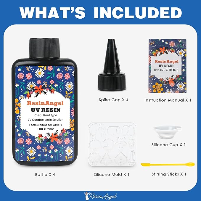 400g UV Resin kit, Crystal Clear Hard, Premixed UV Epoxica Resina Fast Curing Sunlight Activated with Casting Tools for Beginners Jewelry Making, DIY Art Crafts, Coating