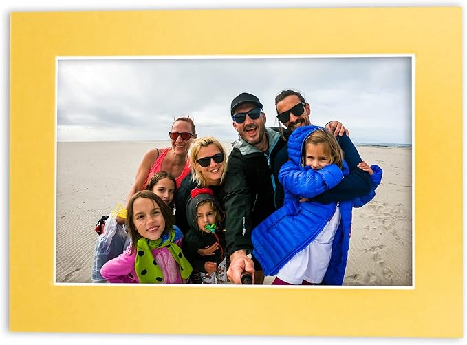 5x7 Mat for 8.5x11 Frame - Precut Mat Board Acid-Free Show Kit with Backing Board, and Clear Bags Metallic Gold 5x7 Photo Matte For a 8.5x11 Picture Frame Matboard for Framing, Pack of 100 Mats