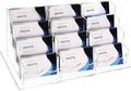 Business Acrylic Card Holder Display for Desk, 12 Slots 4 Tiers Multiple-Clear Acrylic Business Card Stand Set, Holds Approximately 600 Cards