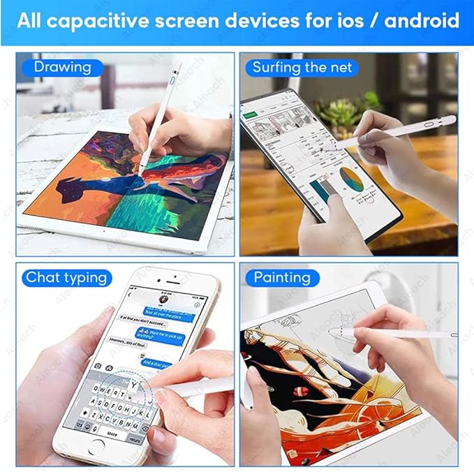 Stylus Pen for iOS Android Touch Screens Pencil Compatible with iPad/iPad Pro/Air/Mini/iPhone/Cellphone/Kindle Tablet Drawing Pencil (Black-1)