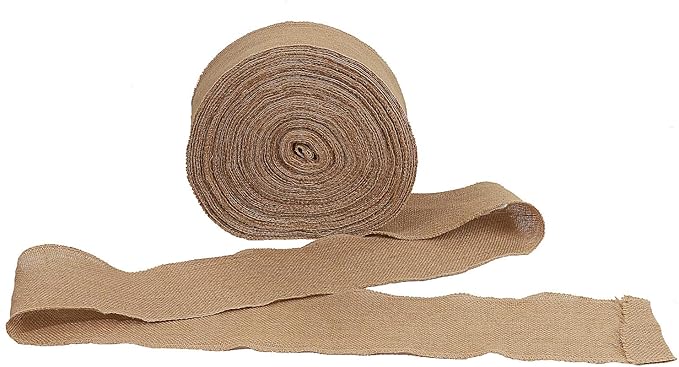KINJOEK 4 Inch Wide 11 Yards Burlap Ribbon, Natural Jute Fabric Ribbon Crafts Ribbon for Christmas Wedding Gifts Burlap Fabric DIY for Decoration